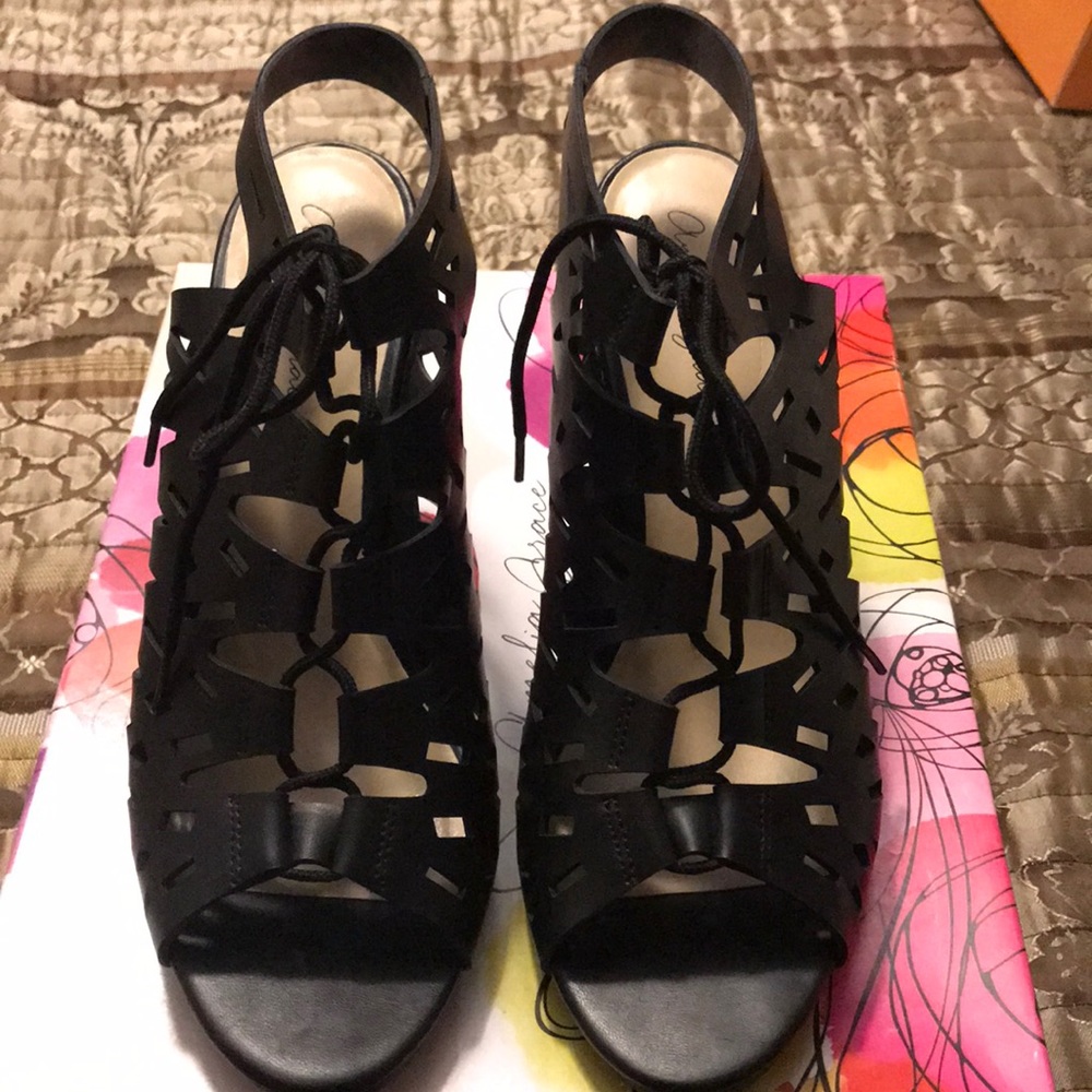 Black lace up heel/sandal